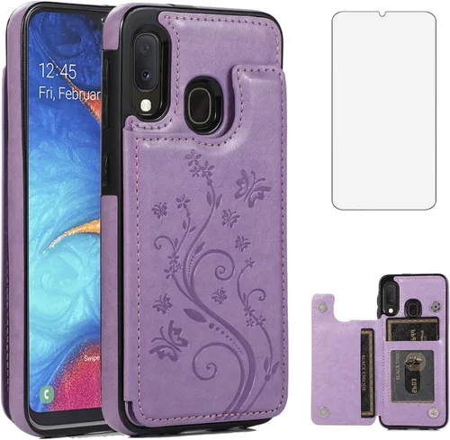 Vista 8 de Funda de teléfono para Samsung Galaxy A10e/A20e con protector de pantalla de vidrio templado y tarjetero con soporte para tarjetero, accesorios
