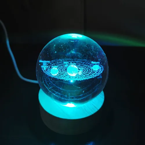 Vista 2 de Zabalar Luz nocturna de bola de cristal 3D con base de luz LED colorida, regalo del día de San Valentín, luces LED, lámpara de mesa que cambia