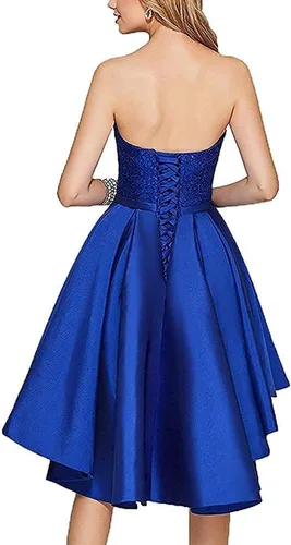 Vista 2 de Vestido corto de regreso a casa para mujer, cintura fina, hombros descubiertos, cuello en V, vestido de baile