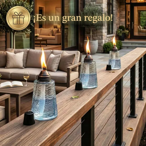 Vista 3 de Seraphic Antorchas de citronela para decoración de mesa de patio exterior Transparente