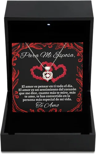 Vista 9 de Regalo para esposa con collar de corazón de amor original para Navidad o aniversario