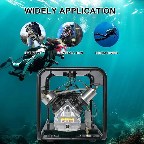 Vista 9 de TUXING Compresor Pcp de 4500 psi, compresor de aire de buceo de doble cilindro, versión de parada manual, bomba de aire de alta presión para pistola