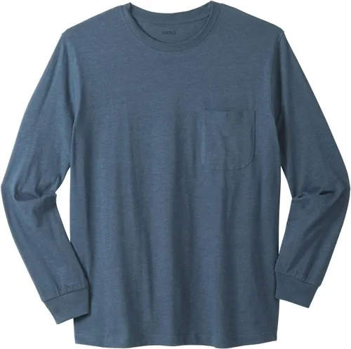 Vista 10 de KingSize Shrink-Less - Camiseta ligera de manga larga con bolsillo y cuello Negro