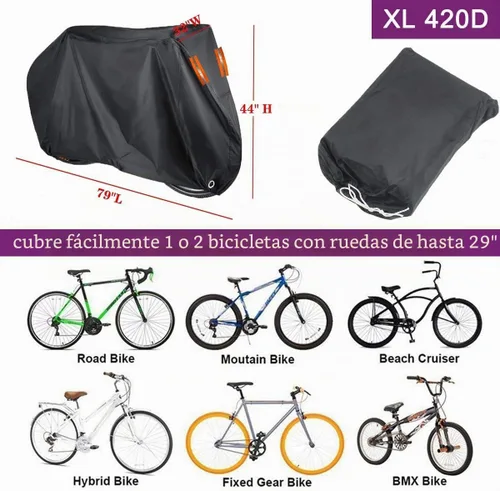 Vista 3 de Funda para bicicleta para 1, 2 o 3 bicicletas, funda impermeable para bicicleta, fundas de almacenamiento al aire libre para bicicleta XL XXL 420D