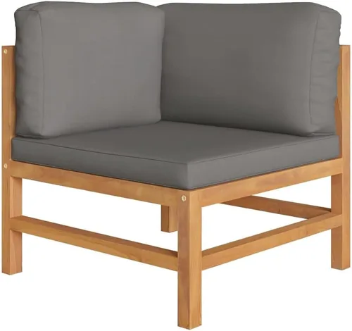 Vista 3 de Ensemble de Salon de Jardin en Teck Massif Gris 6 Pièces Résistant aux Intempéries, Canapé d'Extérieur Modulable Confortable avec Coussins Épais