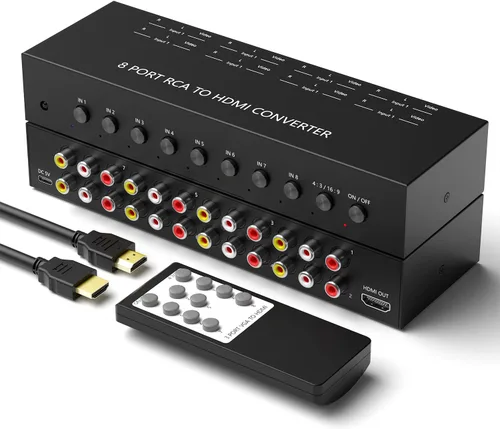 Vista 10 de Y.D.F Convertidor selector HDMI 2.0+ 1 RCA a HDMI (2 en 1 con extractor de audio) compatible con conmutación 4:3/16:9, 2.0ch/5.1ch y ARC para N64