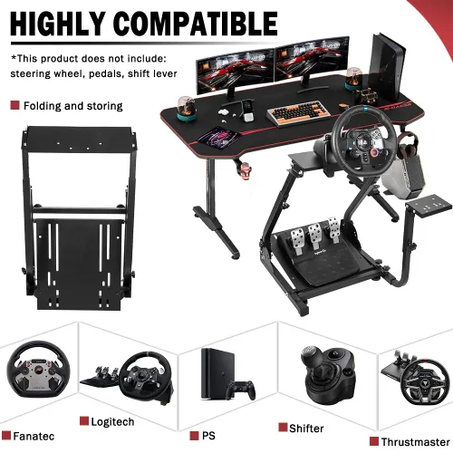 Vista 3 de Marada Racing Wheel Stand with Adjustable Shifter Mount fit for Logitech G920 G29 G923 Thrustmaster T300, Foldable Steering Wheel Stand Gaming