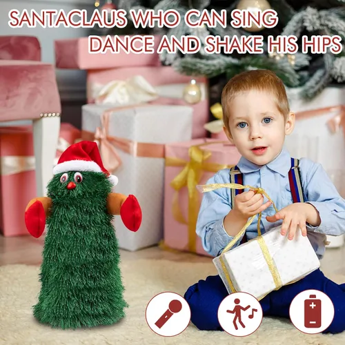 Vista 5 de Gfilay Árbol de Navidad Cantante y Bailante, Decoraciones Navideñas Musicales, Rotativas y Animadas para Niños