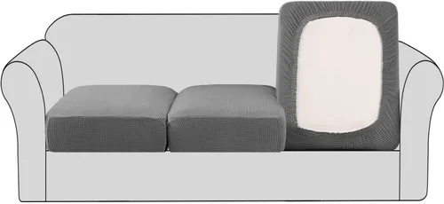 Vista 14 de H.VERSAILTEX - Fundas elásticas para cojín de sofá individual, fundas de asiento para silla de sofá, protector de cojín con tejido jacquard de sarga