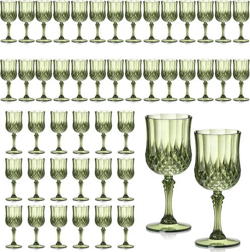 Vista 14 de XUWAIDSGN 16 Piezas Copas de Vino Vintage de Plástico de 7oz Vasos para Beber Irrompibles Cristalería para Bodas Copas de Agua de Cristal
