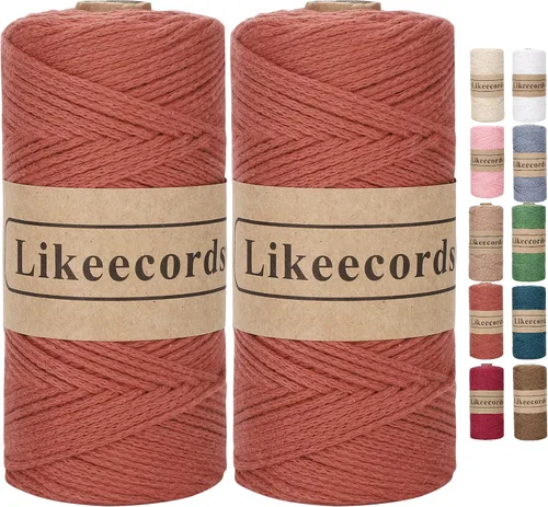 Vista 39 de Likeecords 100% Hilo de Ganchillo de Algodón Cordón de Bolsa de 2mm 170m Cordón de Macramé de 2mm Hilo de Crochet Cuerda de Macramé Regalo para Verde