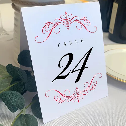 Vista 12 de Classic Flourish - Números de mesa de boda, negro, 1-10, doble cara, tienda de campaña o uso en un soporte, ideal para fiestas y restaurantes