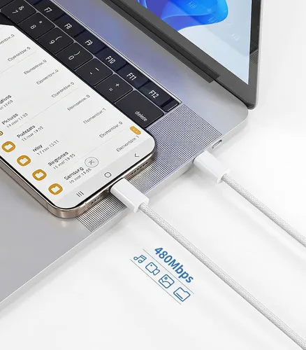 Vista 3 de Smays Cable corto USBC a USB C de 1 pie, paquete de 3, cable trenzado