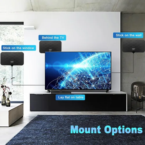 Vista 5 de Antena de TV Interior Antena Digital, Antena de TV Portátil para Canales Locales, Recepción de 360°, Compatible con Televisión Inteligente 4K 1080p