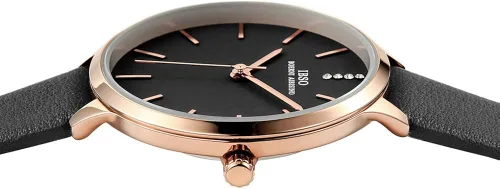 Vista 3 de Relojes para mujer, correa de malla de cuero, caja redonda, analógica, a la moda, relojes de pulsera para mujer