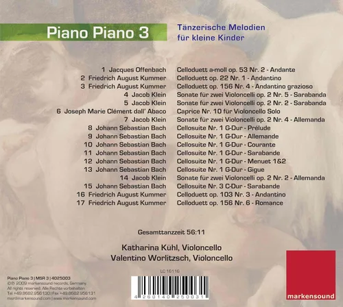 Vista 3 de Piano Piano 3 - Cello Solo Duo Tänzerische Melodien für kleine Kinder Klassik für Babys und Kleinkinder Klassische Musik von Bach Offenbach Klein