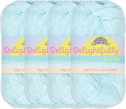 Vista 18 de JubileeYarn - Ovillo de hilo deliciosamente fino, 1.76 oz/madeja de rayón de bambú, color rosa polvo, 4 madejas