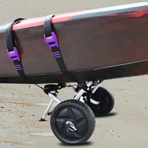 Vista 6 de Carrito de kayak Canoa Paddleboard SUP Trolley Carrier con ruedas no planas 100LBS Capacidad