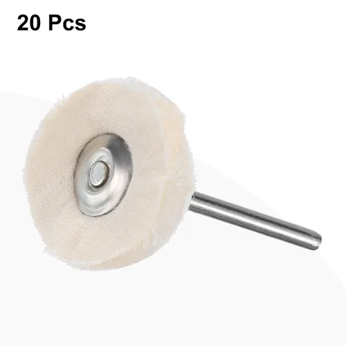 Vista 3 de uxcell Rueda de almohadilla de pulido de 1 pulgada de algodón con mango de 1/8 pulgadas para colector de aluminio, acero inoxidable, cromo blanco