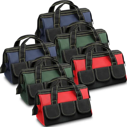 Vista 9 de Silkfly Bolsa de herramientas portátil de 6 piezas para hombres y mujeres, resistente, con parte inferior dura impermeable, varios bolsillos, gran
