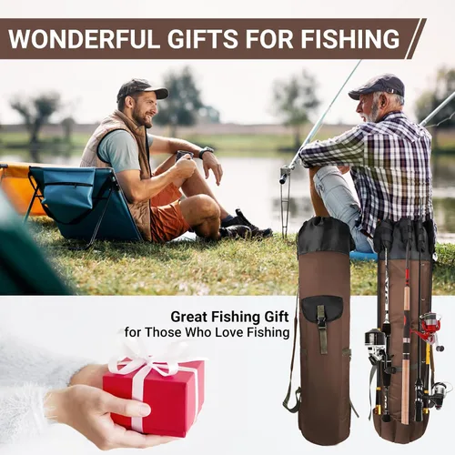 Vista 7 de FOUUAAOOU Bolsa para caña de pescar, bolsa para caña de pescar con tela Oxford plegable duradera, equipo de pesca portátil para hombres, regalos