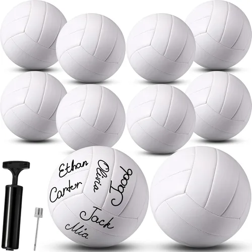 Vista 8 de Jexine Autograph - Pelota de voleibol blanca en blanco, tamaño oficial 5, pintura de bricolaje, pelota de voleibol lisa con bomba de aguja