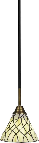 Vista 103 de Toltec Lighting Paramount - Mini colgante de 1 luz en acabado negro mate con cristal de arte perla de 7 pulgadas y estilo negro