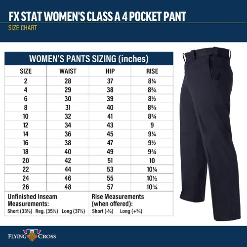 Vista 6 de FX STAT Womens Law Enforcement Duty Pants, Police Uniform, Fire Department, EMS, Unhemmed, Class A 4-Pocket