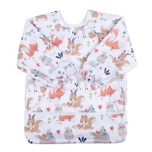 Vista 16 de Babero Camisa de manga larga con bolsillo para bebés de 1 a 3 años (Animal Forest)