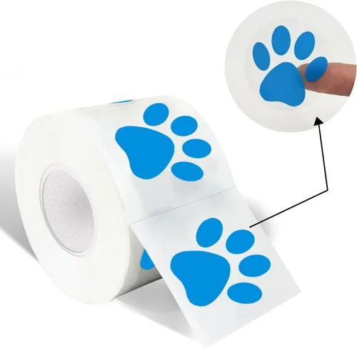 Vista 12 de Calcomanías de Huellas de Patas de Oso, Calcomanías Redondas Transparentes de 1.5" con Línea de Perforación (500 PCS, Naranja)