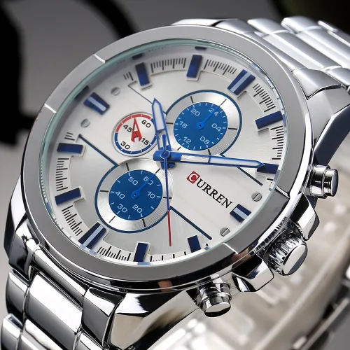Vista 5 de CURREN Original 8274 - Reloj de pulsera de cuarzo para hombre, resistente al agua, correa de acero inoxidable