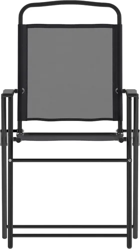 Vista 12 de Flash Furniture Mystic - Sillas plegables para patio, sillas de césped de textileno para exteriores con reposabrazos, juego de 2, color negro