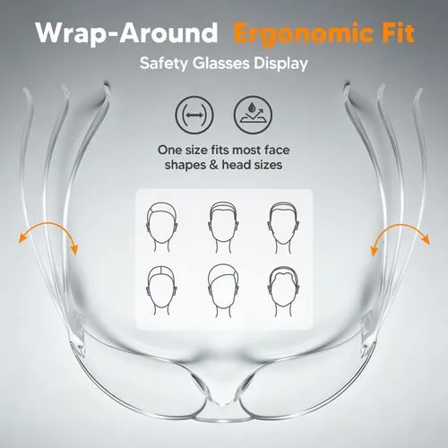 Vista 8 de 24 Pack Safety Glasses Bulk Pack, Clear Lens, Wraparound Style, Impact Resistant Eye Protection