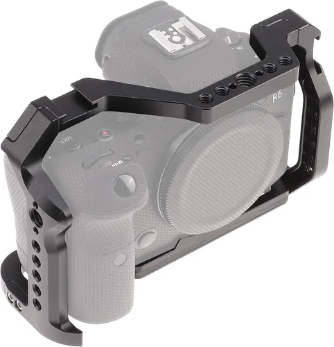 Vista 4 de Hersmay Jaula R5 R6 con mango superior, jaula de cámara de aleación de aluminio para cámaras Canon EOS R5 R6 sin espejo, Vlogging Video Shooting