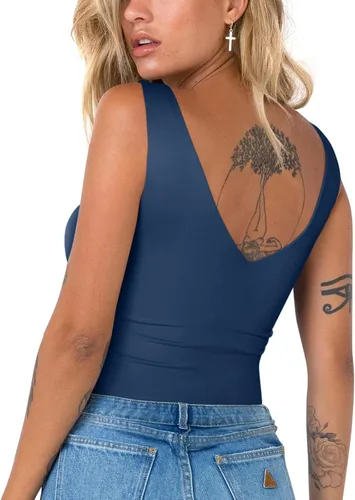 Vista 2 de REORIA Butsmooth - Body sin mangas con cuello en V profundo y escote en V para mujer