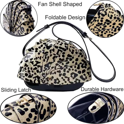 Vista 6 de Bolso bandolera de cuero sintético para mujer, diseño único y plegable