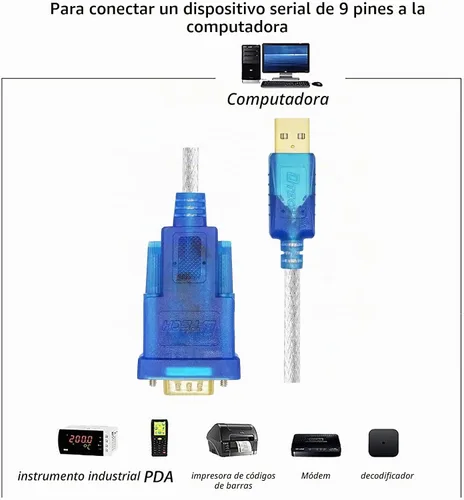 Vista 7 de DTECH Cable adaptador USB a serie con puerto macho RS232 DB9 chipset FTDI compatible con Windows 10 8 7 y Mac Linux - 4 pies