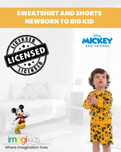 Vista 4 de Disney Mickey Mouse Winnie the Pooh Lion King Toy Story Jack Skellington - Sudadera y pantalones cortos de felpa francesa para recién nacidos a