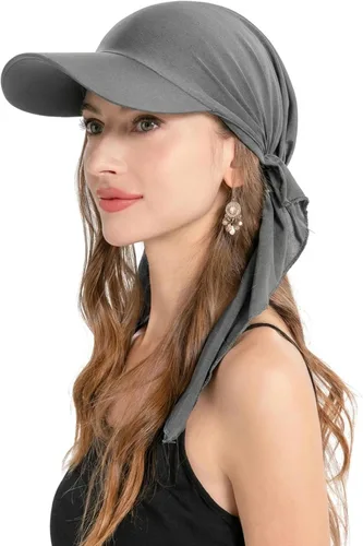 Vista 13 de ZLYC Gorro de quimioterapia para mujer, visera para la cabeza, bufanda preatada, gorra ligera de calavera Blanco sólido