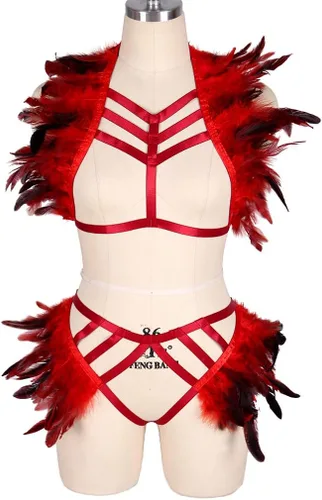Vista 3 de BBOHSS - Arnés para mujer, diseño de plumas