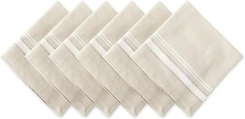 Vista 18 de DII - Servilletas para mesa estilo rústico, colección con rayas estilo francés, 20 x 20 pulgadas, color azul cambray, 6