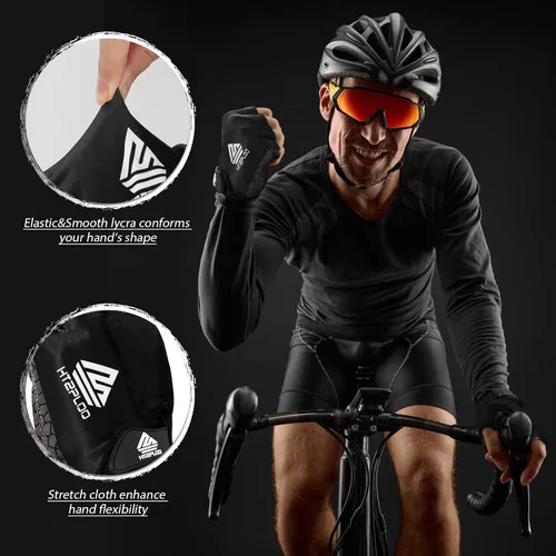 Vista 4 de HTZPLOO Guantes de ciclismo, guantes de ciclismo, guantes de bicicleta para hombres y mujeres, con almohadilla antideslizante que absorbe
