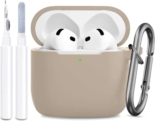 Vista 9 de Funda compatible con AirPods de 4ª generación, funda de silicona protectora suave con kit de limpieza, accesorios para Apple AirPods 4 Gen 2024, LED