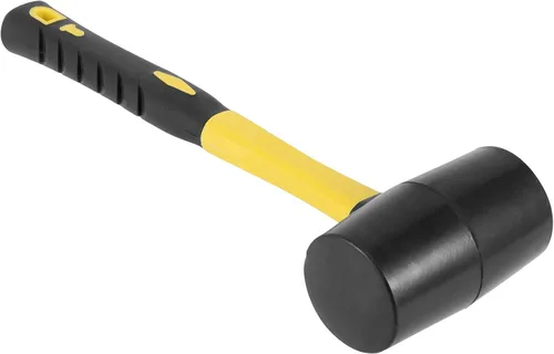 Vista 3 de 3 martillos de mazo de goma negra de 16 onzas, mazo de goma con mango antideslizante para camping, carpintería y suelos