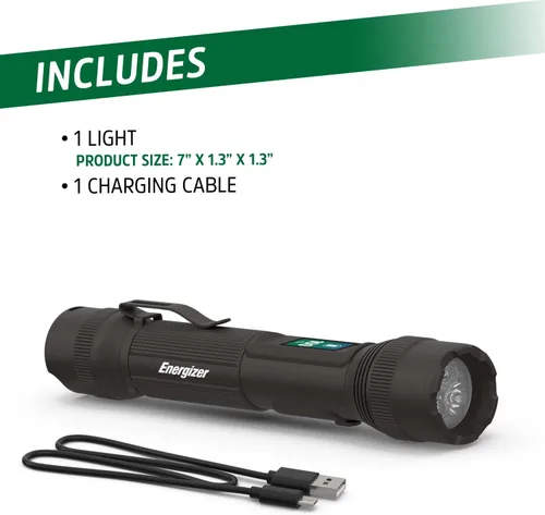 Vista 7 de Energizer Linterna LED recargable X1000 con indicador de encendido, linterna súper brillante, resistente al agua IPX4, luz resistente