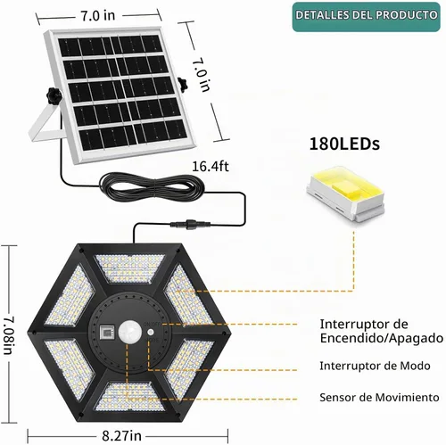 Vista 5 de AEQ - Luz solar de cobertizo para interiores y exteriores, funciona durante el día con control remoto, iluminación de 360°, impermeable, luces