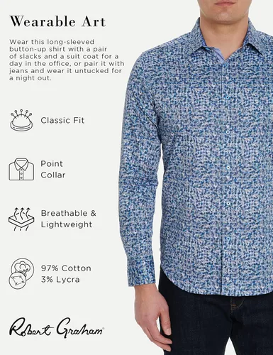 Vista 2 de Robert Graham Camisa de manga larga con botones Labyrinth Woven, para hombre