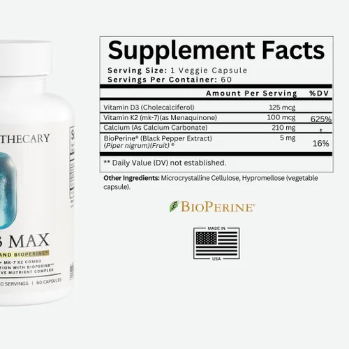 Vista 3 de Suplemento de vitamina D3 K2 de 5000 UI - D3 5000 con K2 MK7 100mcg de calcio BioPerine - Salud ósea apoyo inmunológico Bienestar cardiovascular