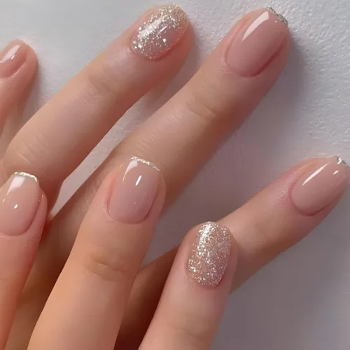 Vista 37 de Uñas postizas cortas cuadradas MABKJLF, uñas francesas falsas con gradiente, uñas de cobertura completa, flores blancas, uñas falsas con diseños
