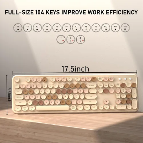 Vista 6 de Teclado Bluetooth inalámbrico colorido (té de leche colorido)